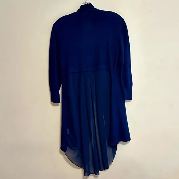 đź’™Patrizia Luca đź’™Milano đź’™Navy Open Front Cardigan đź’™Flowy Pleated Nylon Backđź’™ - Picture 3 of 5